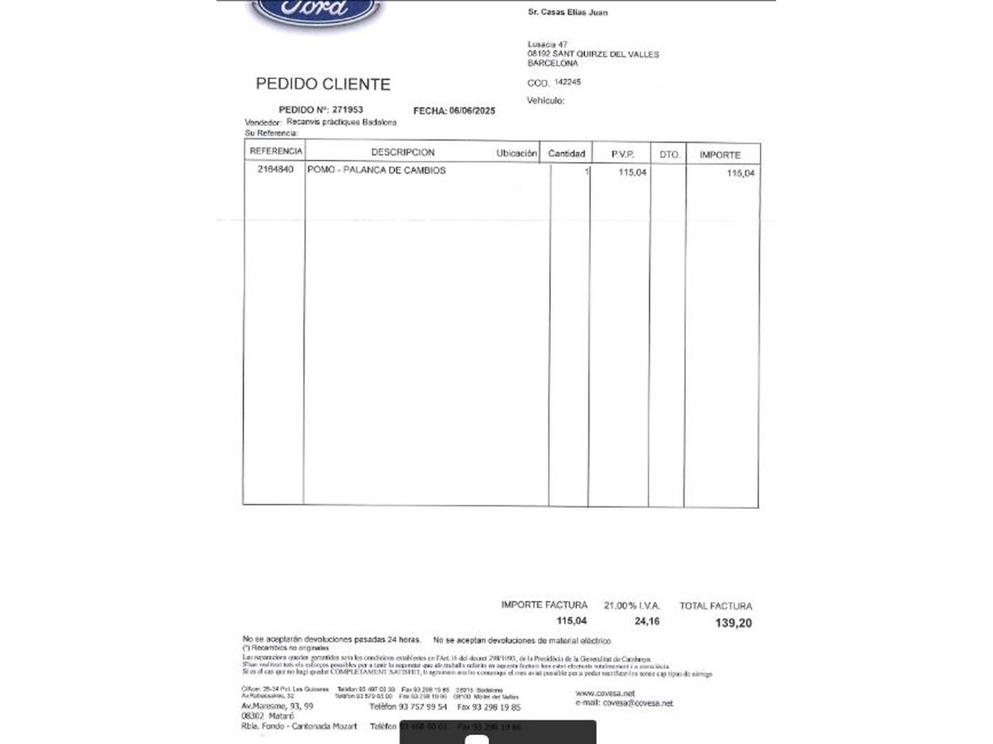 Foto del mantenimiento del Ford Mustang Ford Mustang 2.3 EcoBoost Mustang (Fastback) (314 CV)