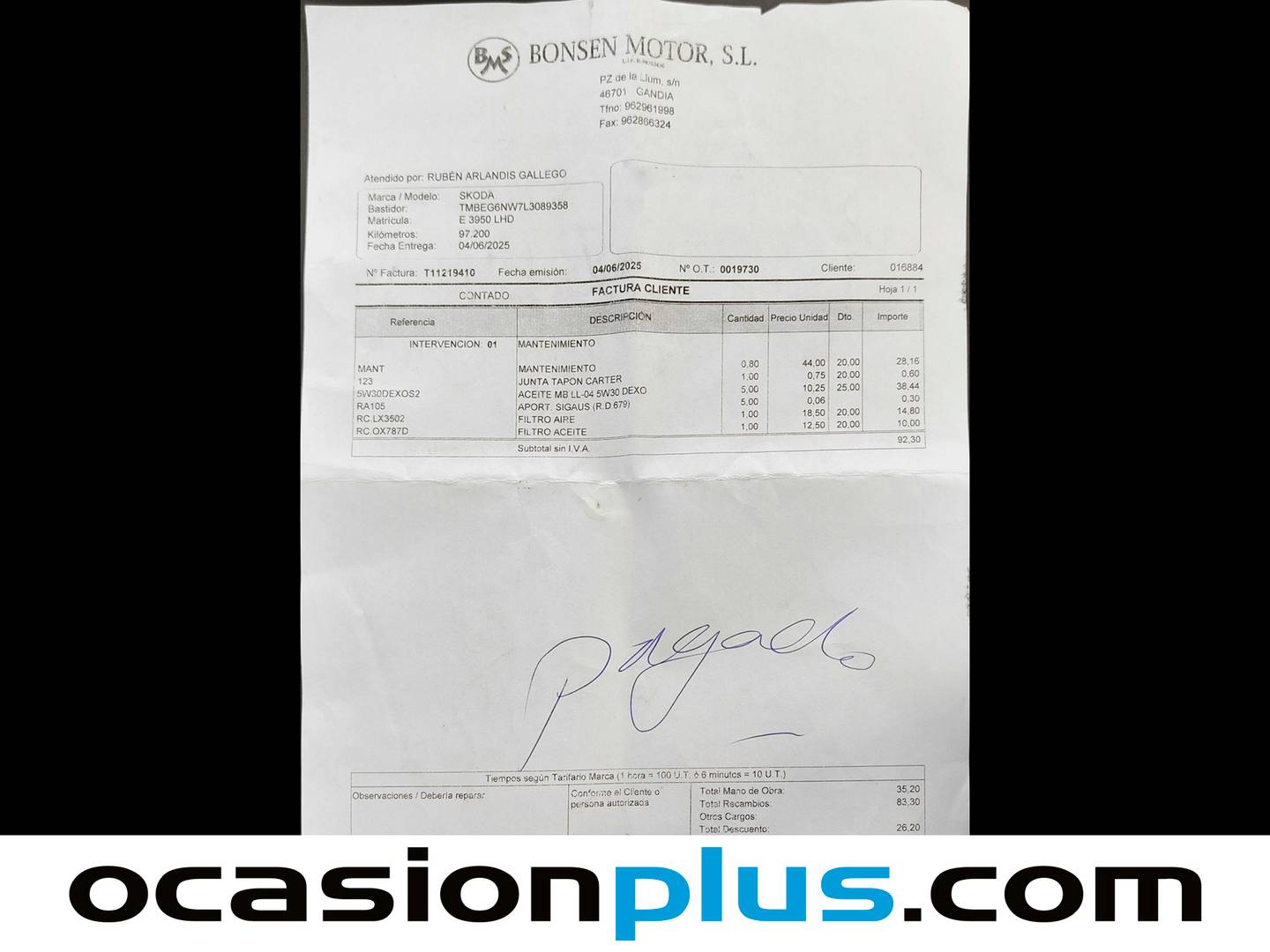 Foto del mantenimiento del Skoda Scala Skoda Scala 1.6 TDI Ambition (115 CV)