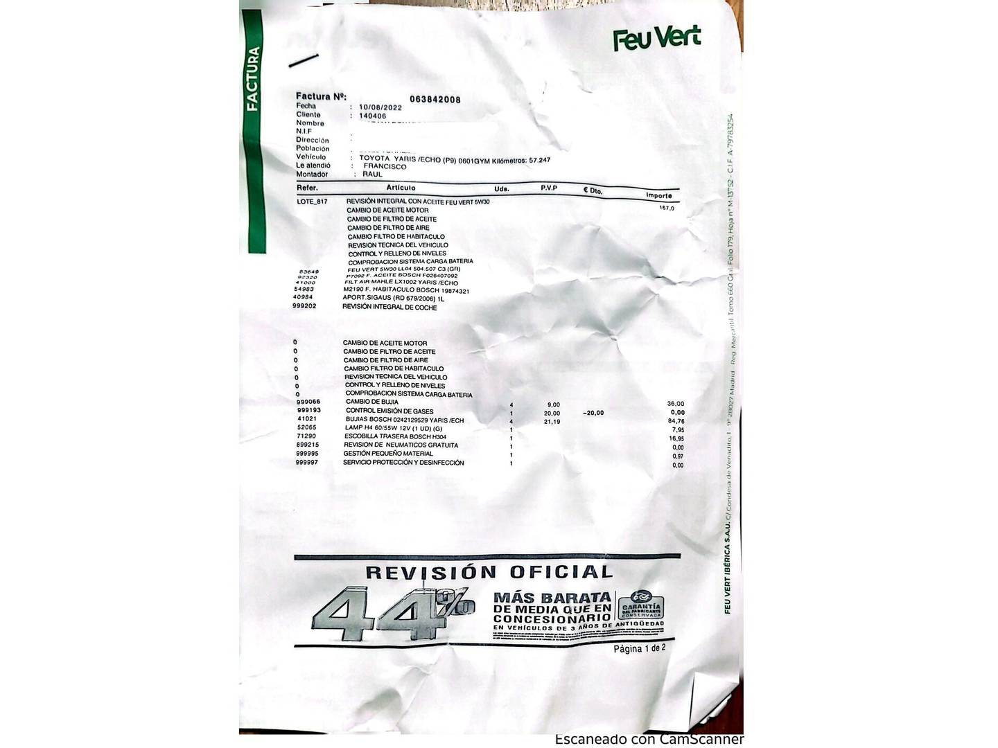 Foto del mantenimiento del Toyota Yaris Toyota Yaris 1.3 VVT-I TS (101 CV)