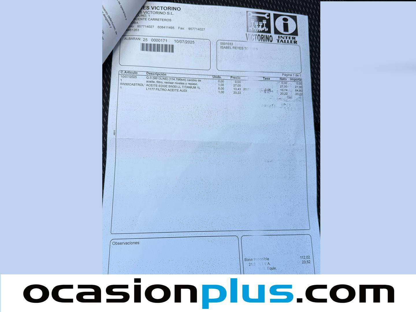Foto del mantenimiento del Audi Q3 Sportback Audi Q3 Sportback Black line 35 TDI (150 CV) S tronic