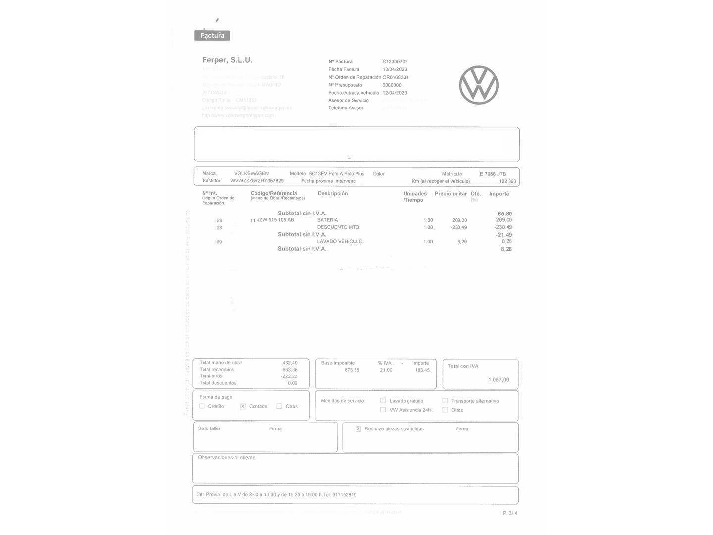 Foto del mantenimiento del Volkswagen Polo Volkswagen Polo A-Polo Plus 1.2 TSI BMT (90 CV)