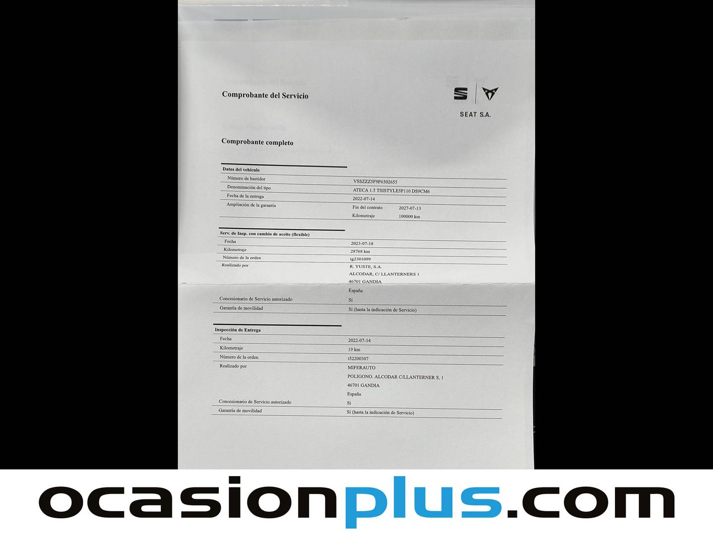 Foto del mantenimiento del Seat Ateca Seat Ateca 1.5 TSI S&S Style XL (150 CV)