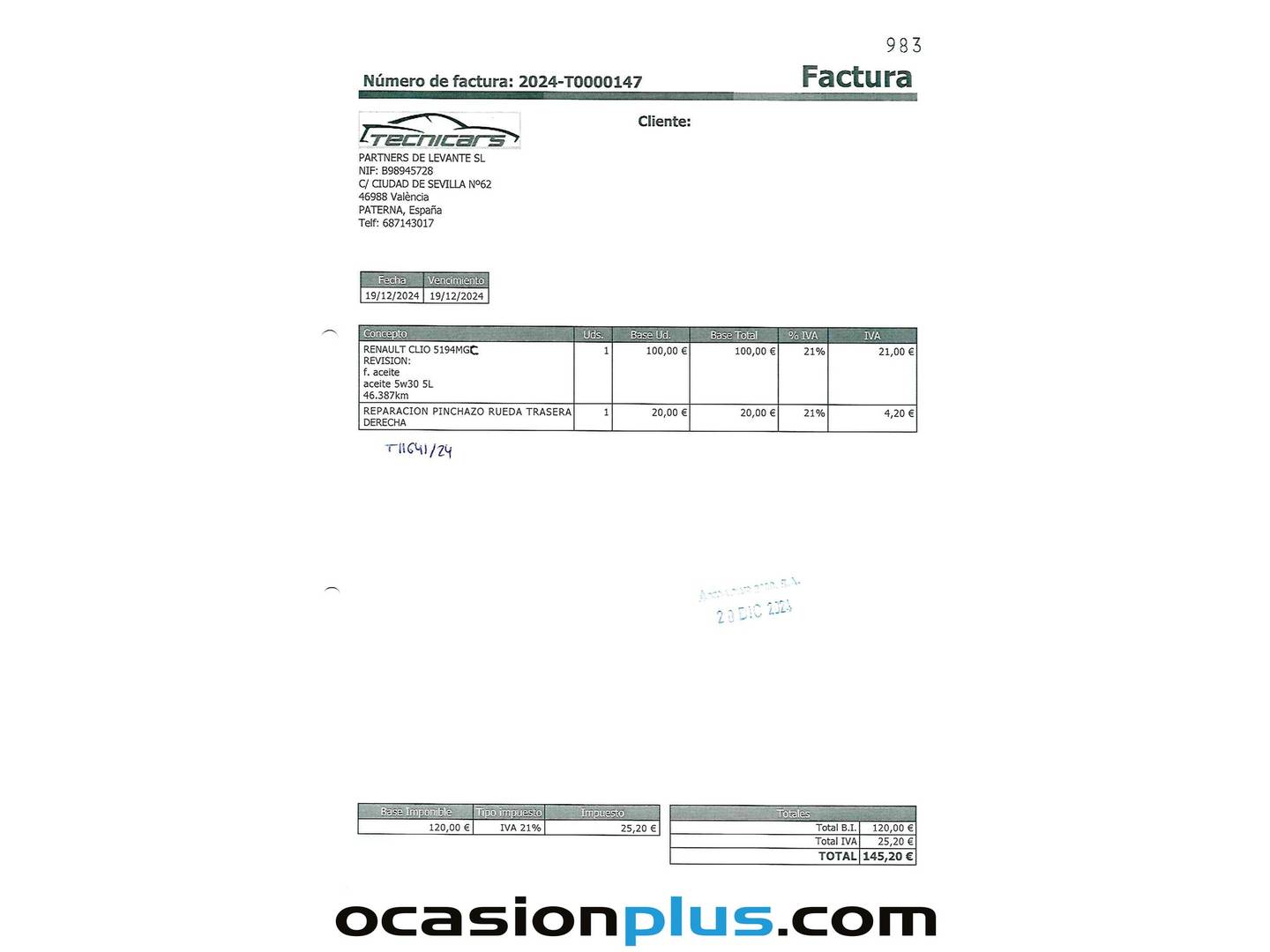 Foto del mantenimiento del Renault Clio Renault Clio Equilibre Blue dCi (100 CV)