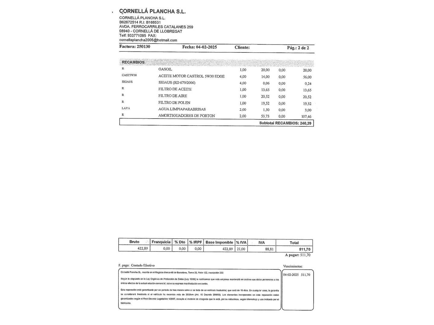 Foto del mantenimiento del Seat Altea XL Seat Altea XL 2.0 TDI Stylance (140 CV)