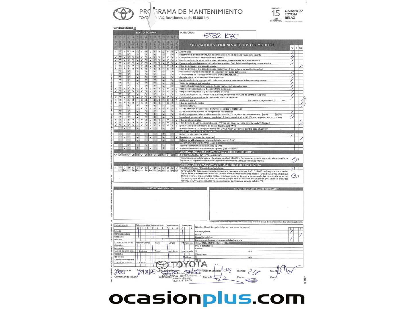 Foto del mantenimiento del Toyota Yaris Toyota Yaris 100H Feel (100 CV)