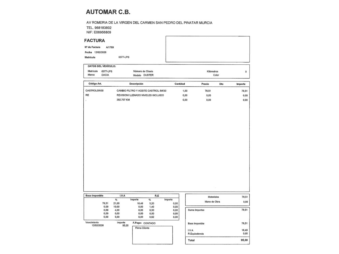Foto del mantenimiento del Dacia Duster Dacia Duster Comfort Blue dCi (115 CV) 4X4