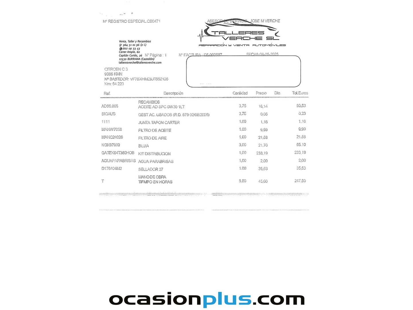 Foto del mantenimiento del Citroën C3 Citroën C3 PureTech 82 Shine (82 CV)