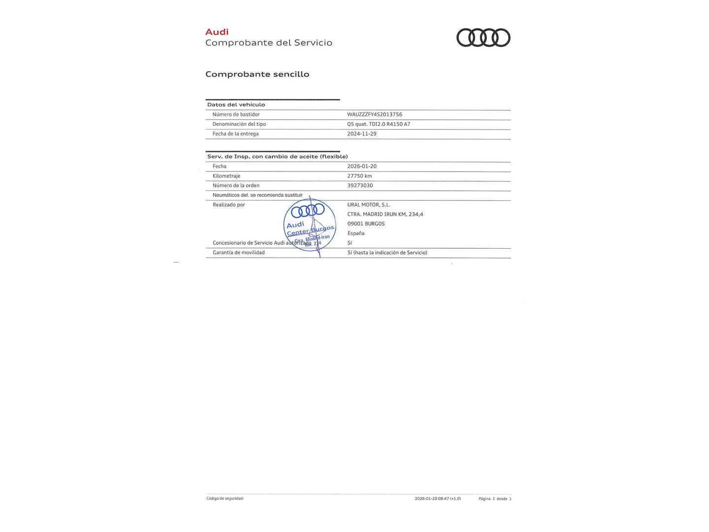Foto del mantenimiento del Audi Q5 Audi Q5 Black line 40 TDI quattro-ultra (204 CV) S tronic Pack S-Line