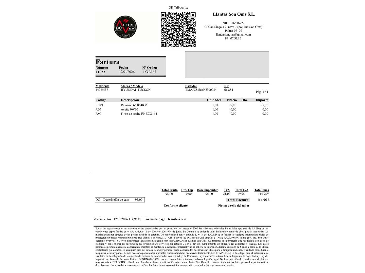 Foto del mantenimiento del Hyundai Tucson Hyundai Tucson 1.6 TGDI Maxx (150 CV)