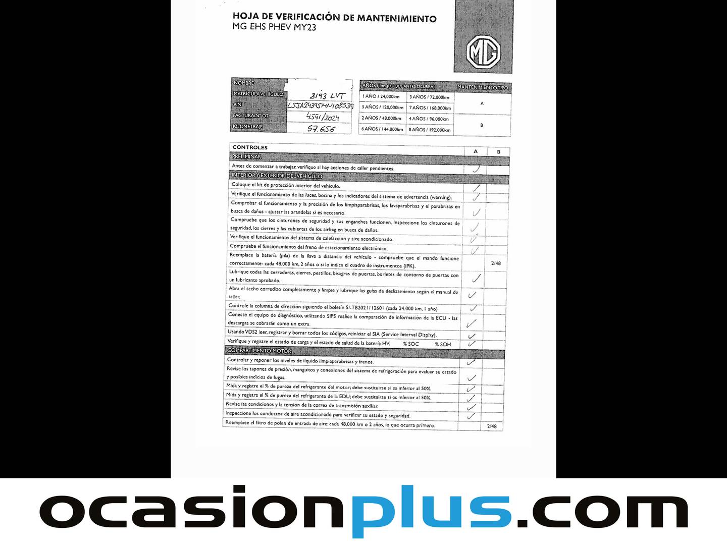 Foto del mantenimiento del MG eHS MG eHS 1.5 T-GDI PHEV Luxury (258 CV)