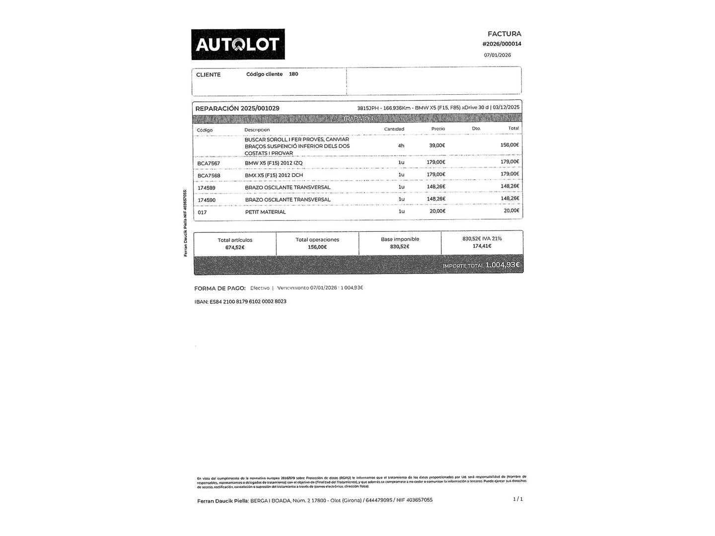 Foto del mantenimiento del BMW X5 BMW X5 xDrive30d (258 CV)