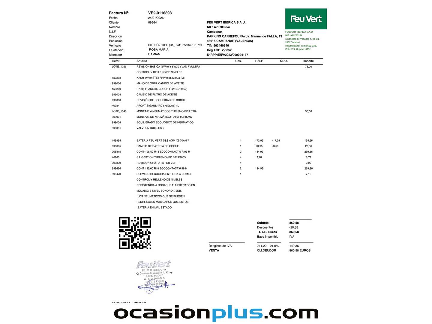 Foto del mantenimiento del Citroën C4 Citroën C4 PureTech 130 S&S 6v Feel Pack EAT8 (130 CV)