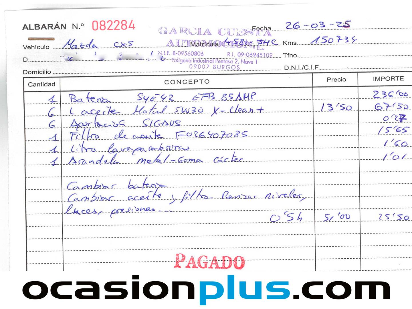 Foto del mantenimiento del Mazda CX-5 Mazda CX-5 2.2 DE Luxury + Premium 4WD Auto (150 CV)