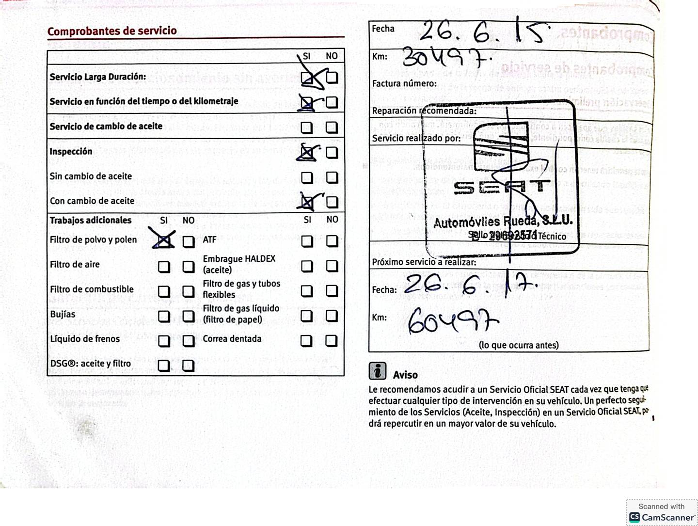 Foto del mantenimiento del Seat Ibiza Seat Ibiza 1.6 TDI Style ITech (90 CV)