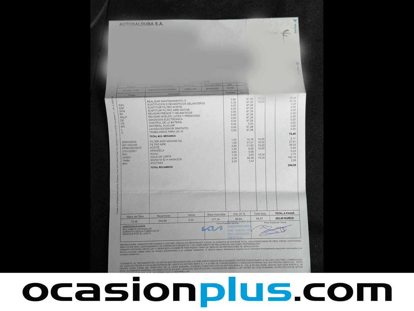 Foto del mantenimiento del KIA Niro KIA Niro 1.6 GDi HEV Drive (141 CV)