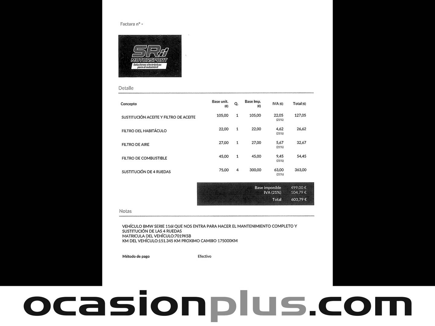 Foto del mantenimiento del BMW Serie 1 BMW Serie 1 116i (109 CV)