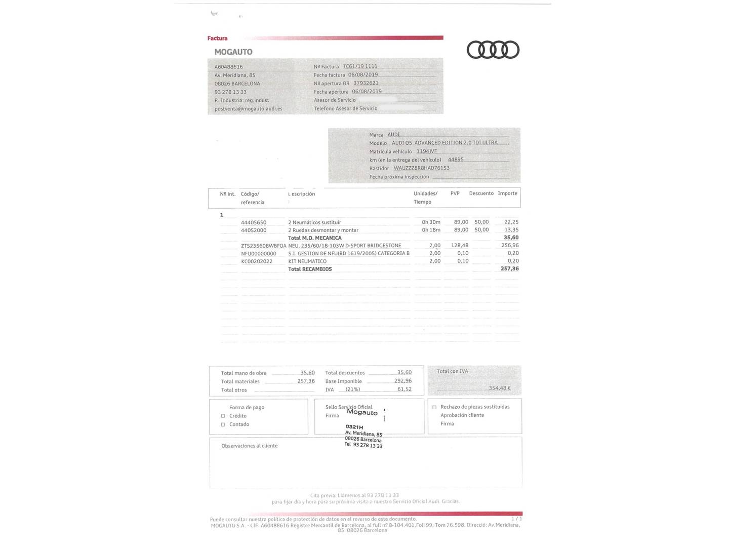Foto del mantenimiento del Audi Q5 Audi Q5 Advanced edition 2.0 TDI ultra (150 CV)