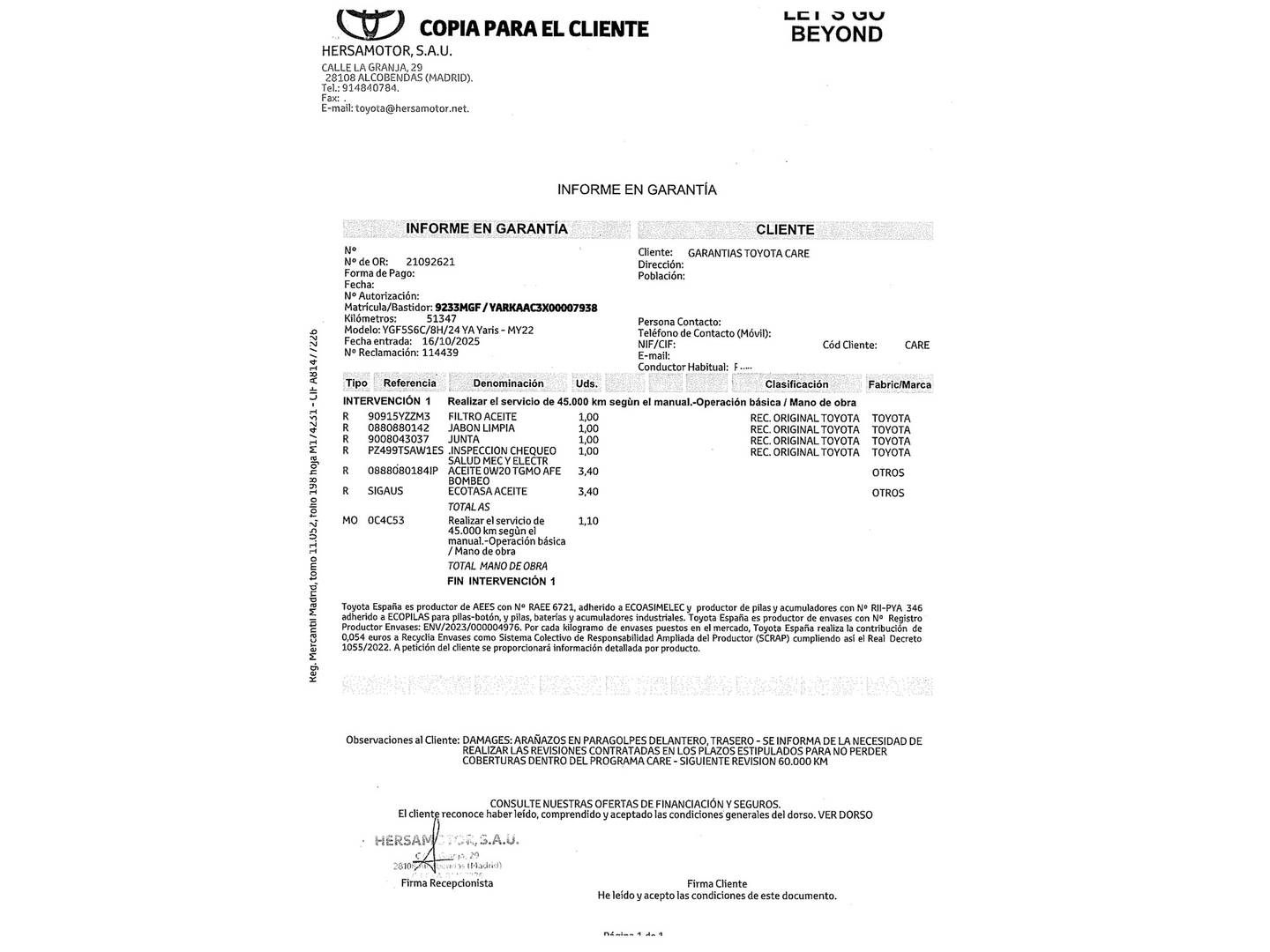 Foto del mantenimiento del Toyota Yaris Toyota Yaris 1.5 S-Edition (125 CV)