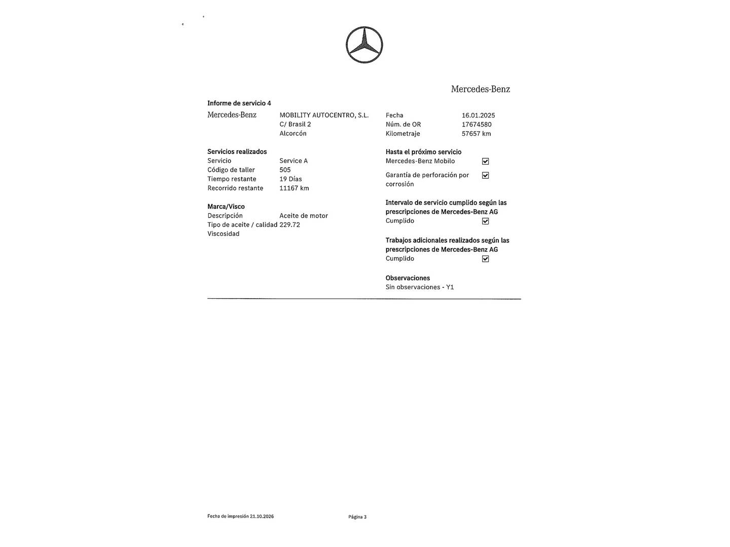 Foto del mantenimiento del Mercedes Clase A Mercedes Clase A 180 d (116 CV) PACK AMG