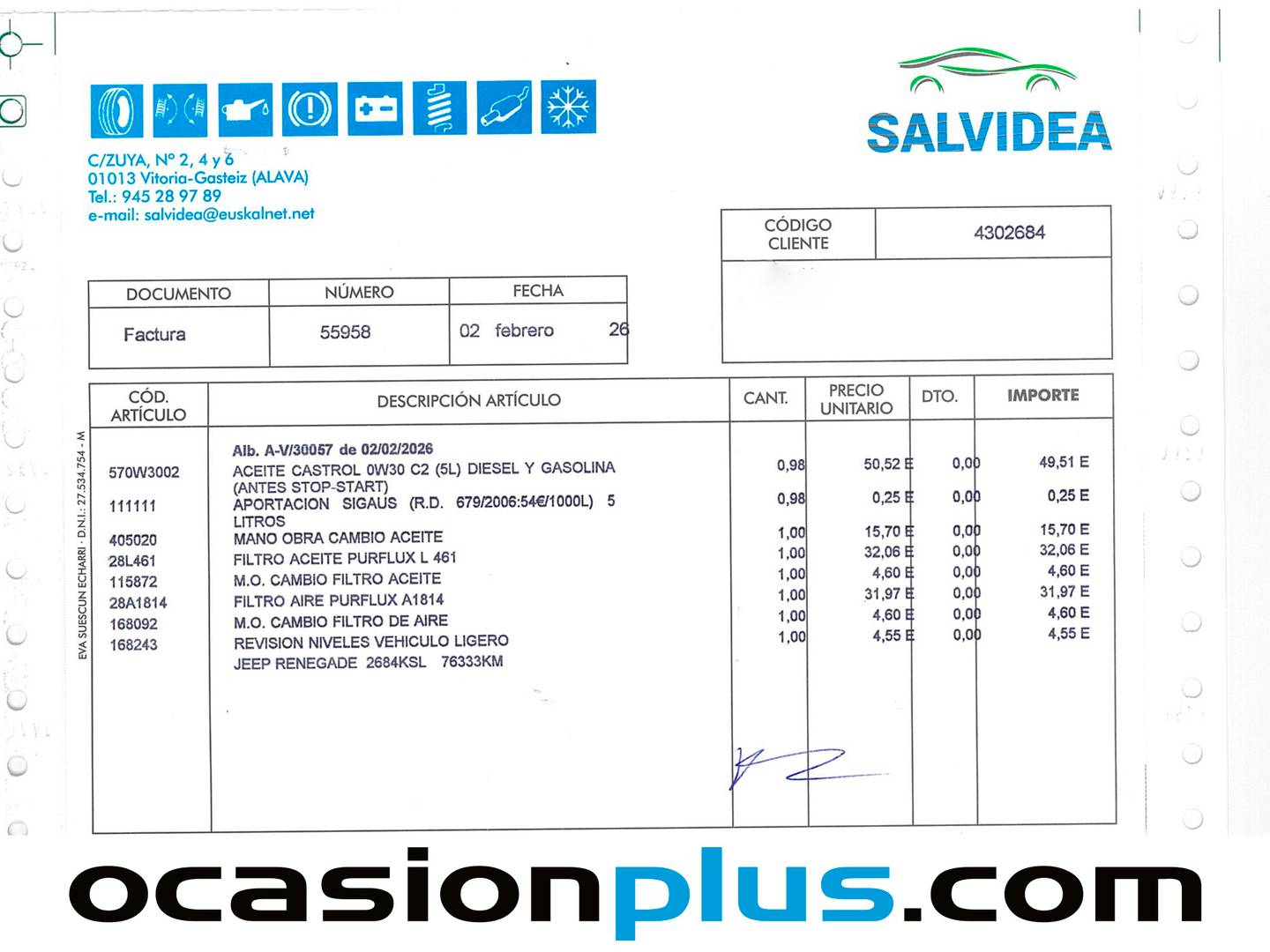 Foto del mantenimiento del Jeep Renegade Jeep Renegade 1.6 Mjet Business 4x2 (105CV) E6