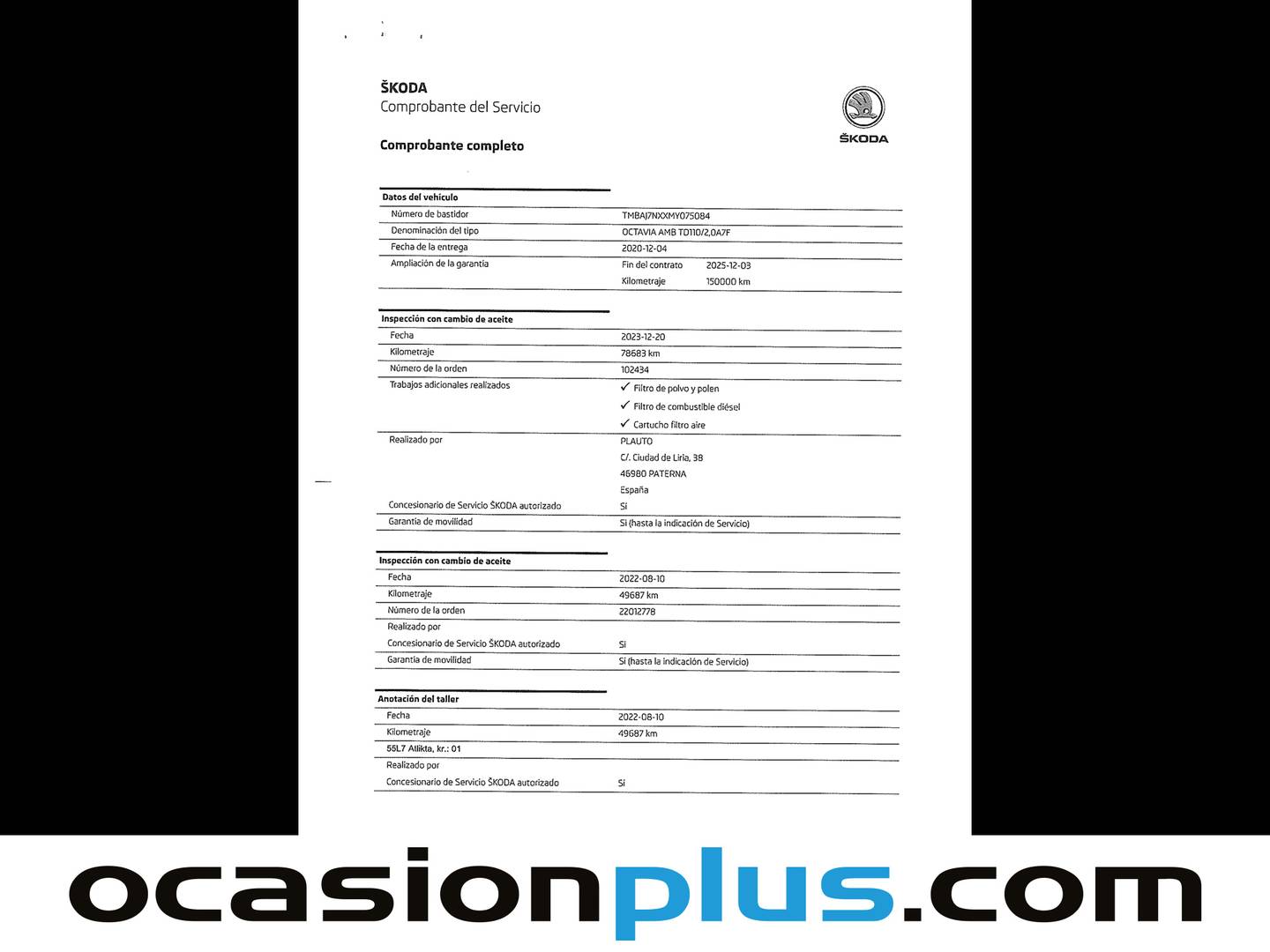 Foto del mantenimiento del Skoda Octavia Skoda Octavia 2.0 TDI Ambition DSG (150 CV)