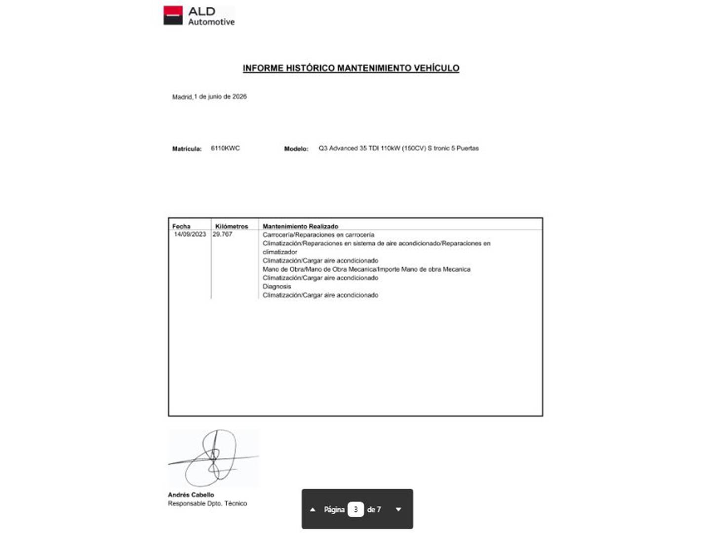 Foto del mantenimiento del Audi Q3 Audi Q3 35 TDI  Advanced (150 CV) S tronic