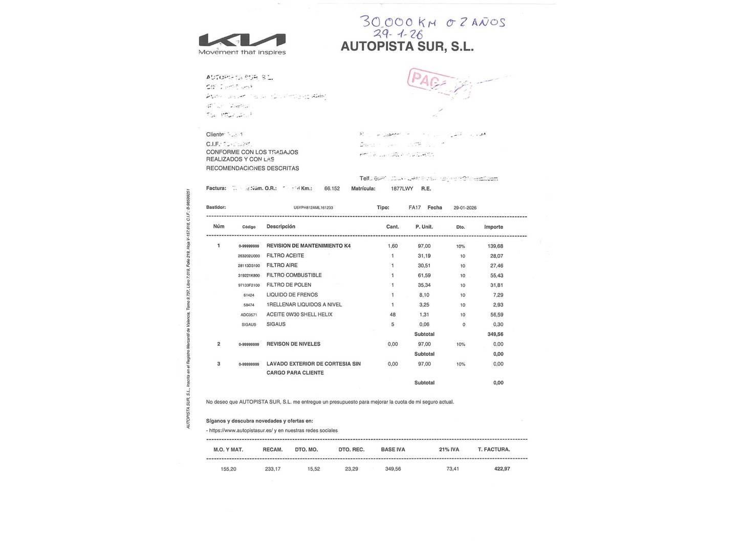 Foto del mantenimiento del KIA Sportage KIA Sportage 1.6 MHEV Black Edition (136 CV)