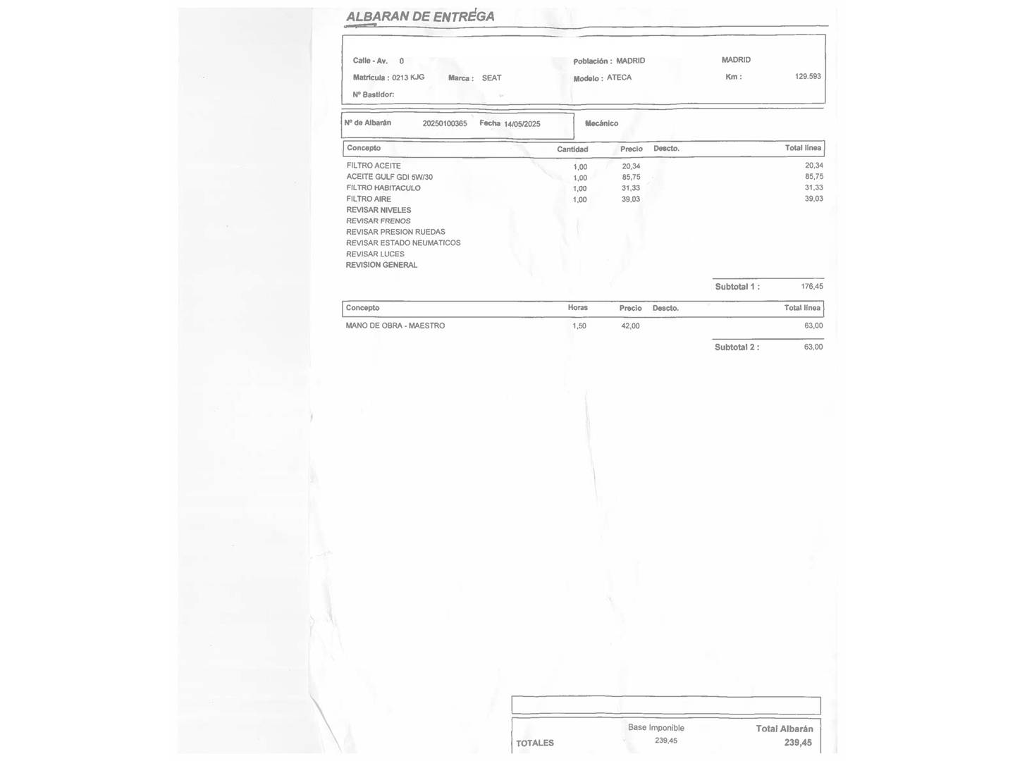 Foto del mantenimiento del Seat Ateca Seat Ateca 1.4 EcoTSI S&S FR DSG  (150 CV)