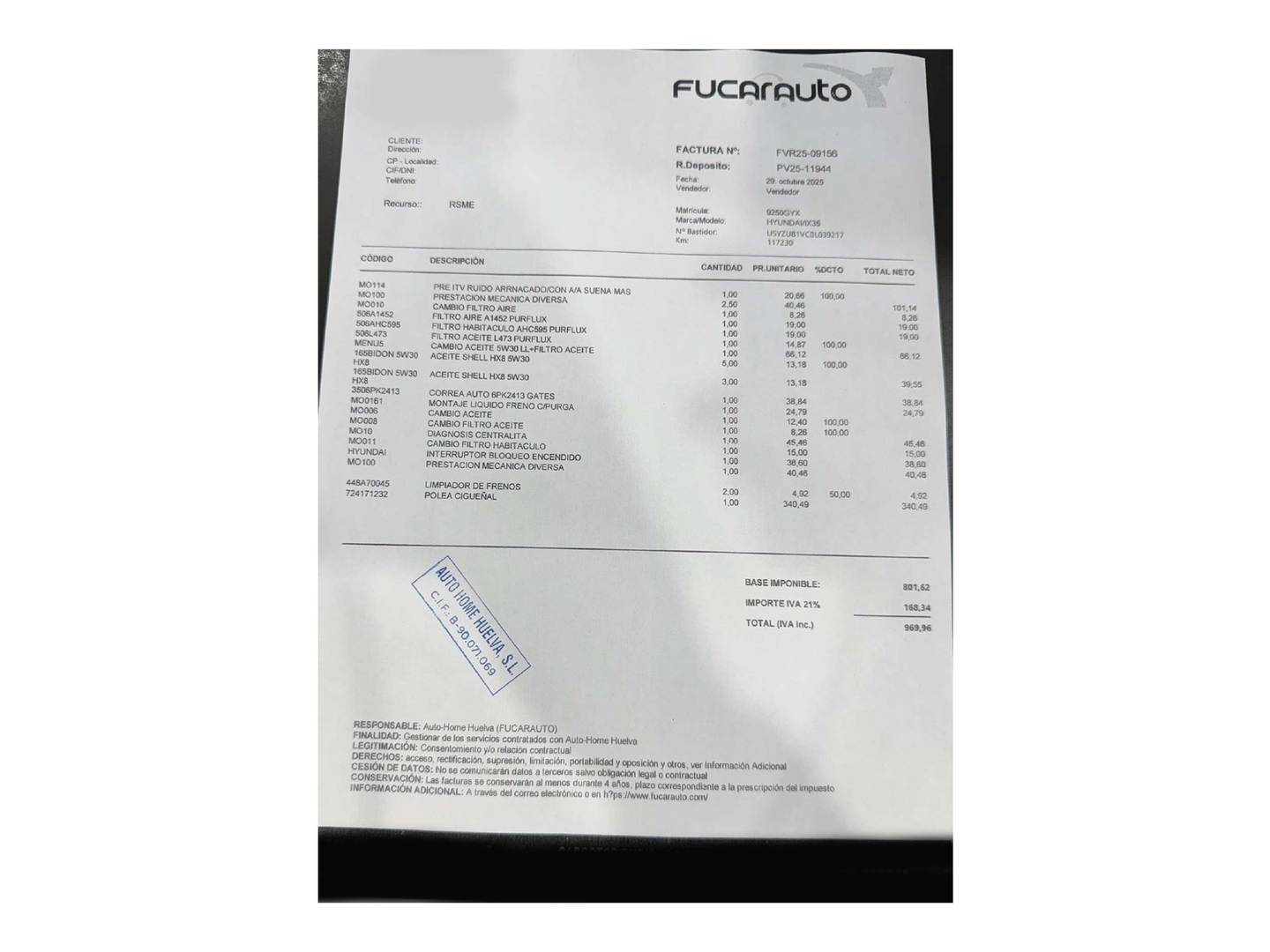 Foto del mantenimiento del Hyundai ix35 Hyundai ix35 2.0 CRDI GLS Comfort Sky 4x4 (136 CV)