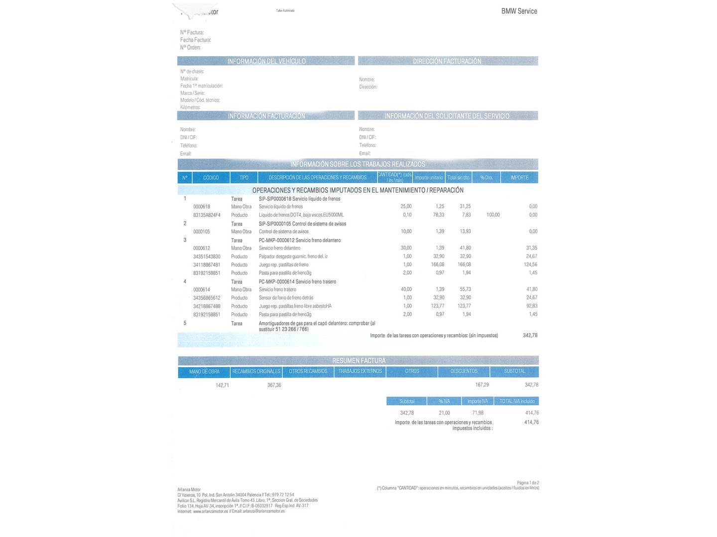 Foto del mantenimiento del BMW X1 BMW X1 sDrive18d (150 CV)