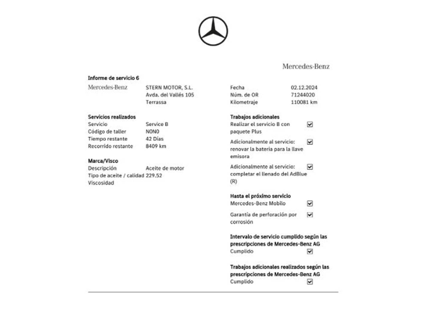 Foto del mantenimiento del Mercedes Clase B Mercedes Clase B Clase B 200 d Pack AMG (150 CV)