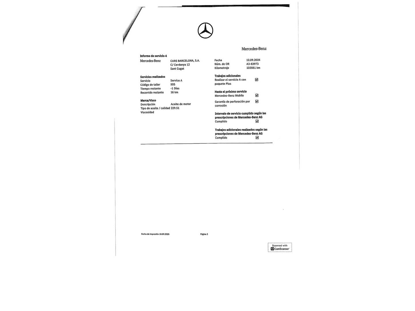 Foto del mantenimiento del Mercedes Clase A Mercedes Clase A 180 d (116 CV) Pack AMG