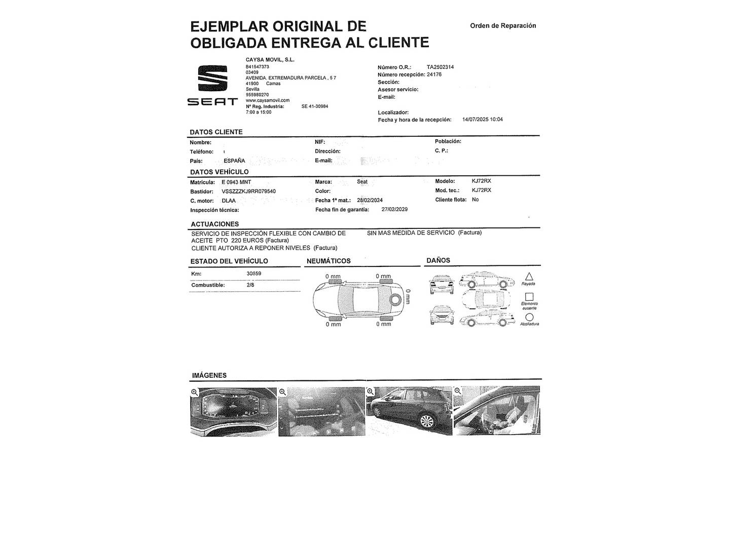 Foto del mantenimiento del Seat Arona Seat Arona 1.0 TSI Style XM (110 CV)
