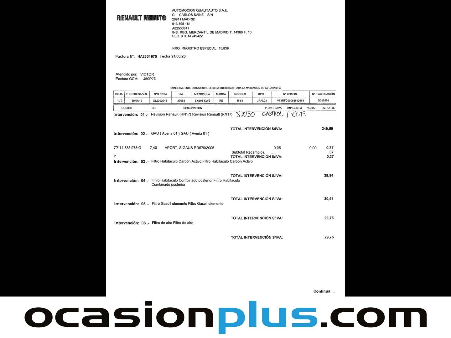 Foto del mantenimiento del Renault Espace Renault Espace Initiale Paris Blue dCi (200 CV) EDC