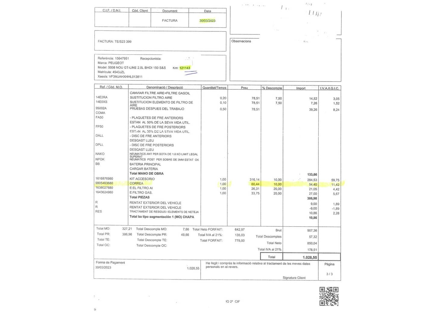 Foto del mantenimiento del Peugeot 5008 Peugeot 5008 BlueHDI 150 GT-Line S&S (150 CV) 7 Plazas