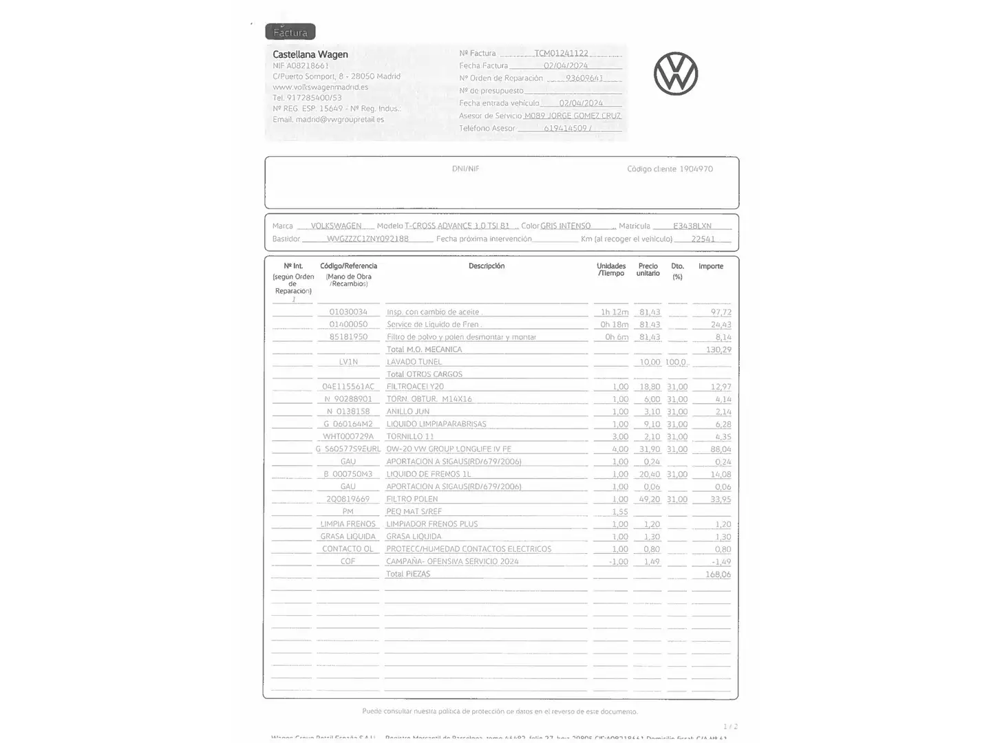 Foto Volkswagen T-Cross Volkswagen T-Cross Advance 1.0 TSI (110 CV) DSG