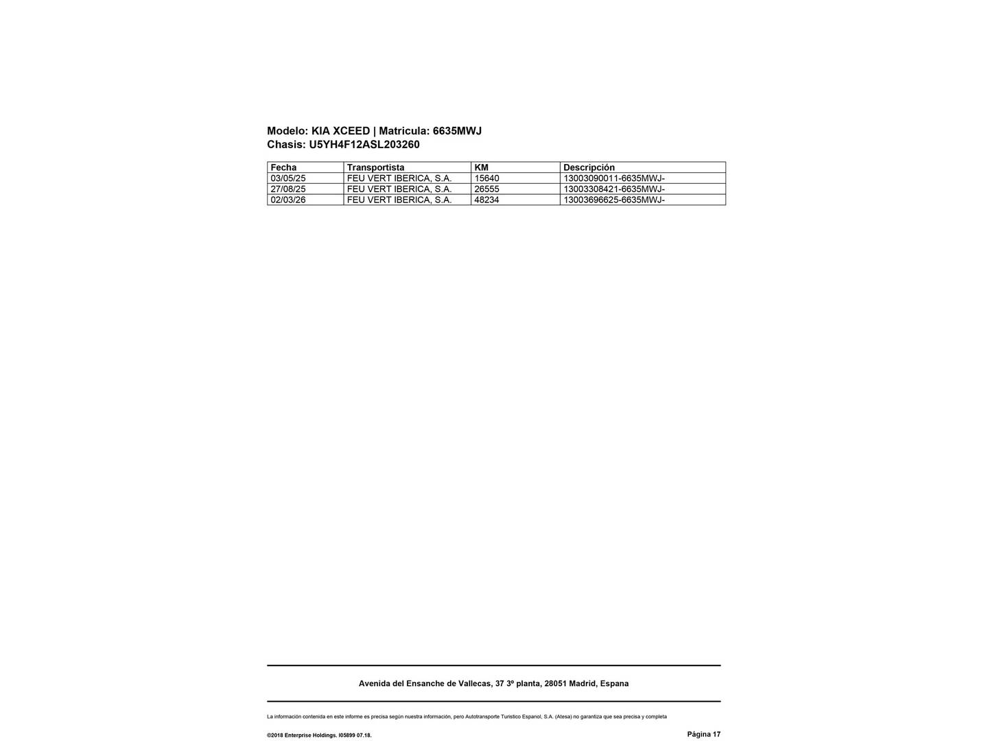 Foto del mantenimiento del KIA XCeed KIA XCeed 1.0 T-GDi Drive (100 CV)