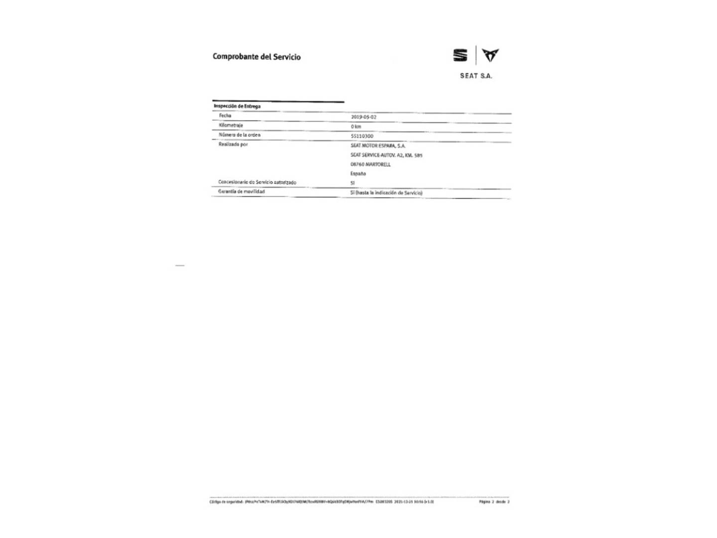 Foto del mantenimiento del Seat Ateca Seat Ateca 1.6 TDI S&S Ecomotive Style (115 CV)