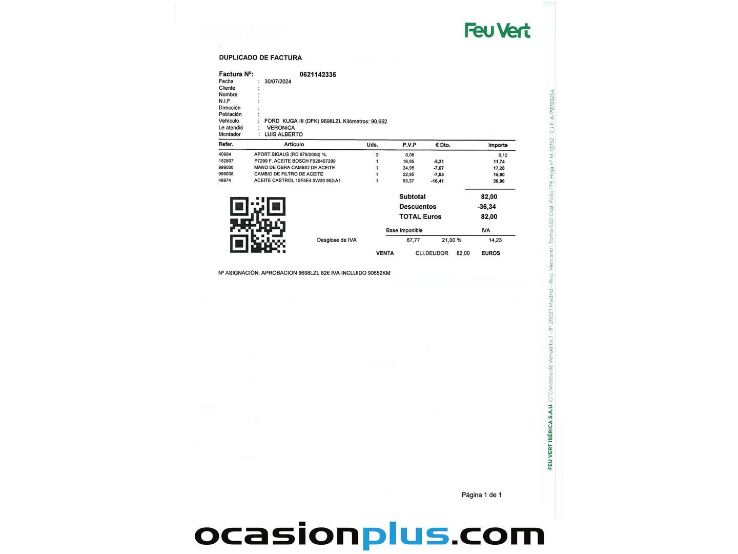 Foto del mantenimiento del Ford Kuga Ford Kuga 1.5 EcoBlue ST-Line (120 CV)