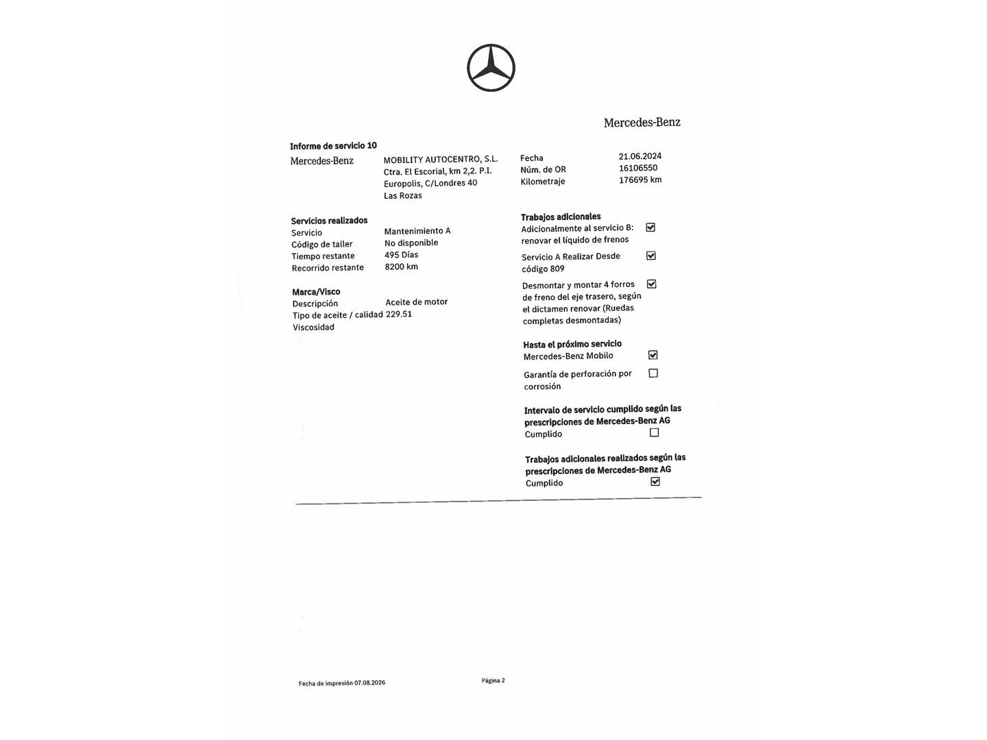 Foto del mantenimiento del Mercedes Clase CLC Mercedes Clase CLC 220 CDI (150 CV)