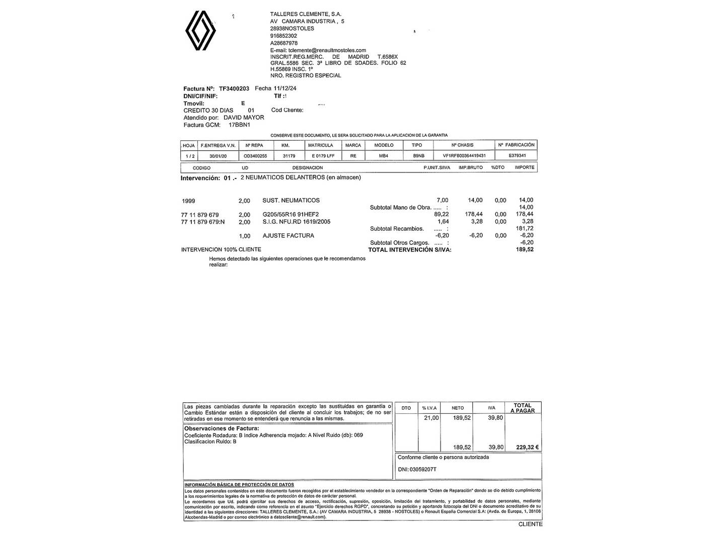 Foto del mantenimiento del Renault Mégane Renault Megane Limited TCe  (140 CV) GPF