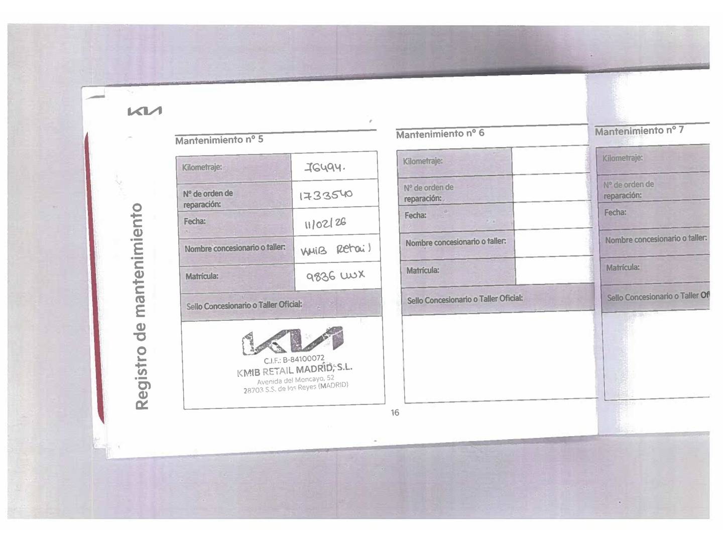 Foto del mantenimiento del KIA Sportage KIA Sportage 1.6 T-GDi MHEV Drive 4x2 (150 CV)