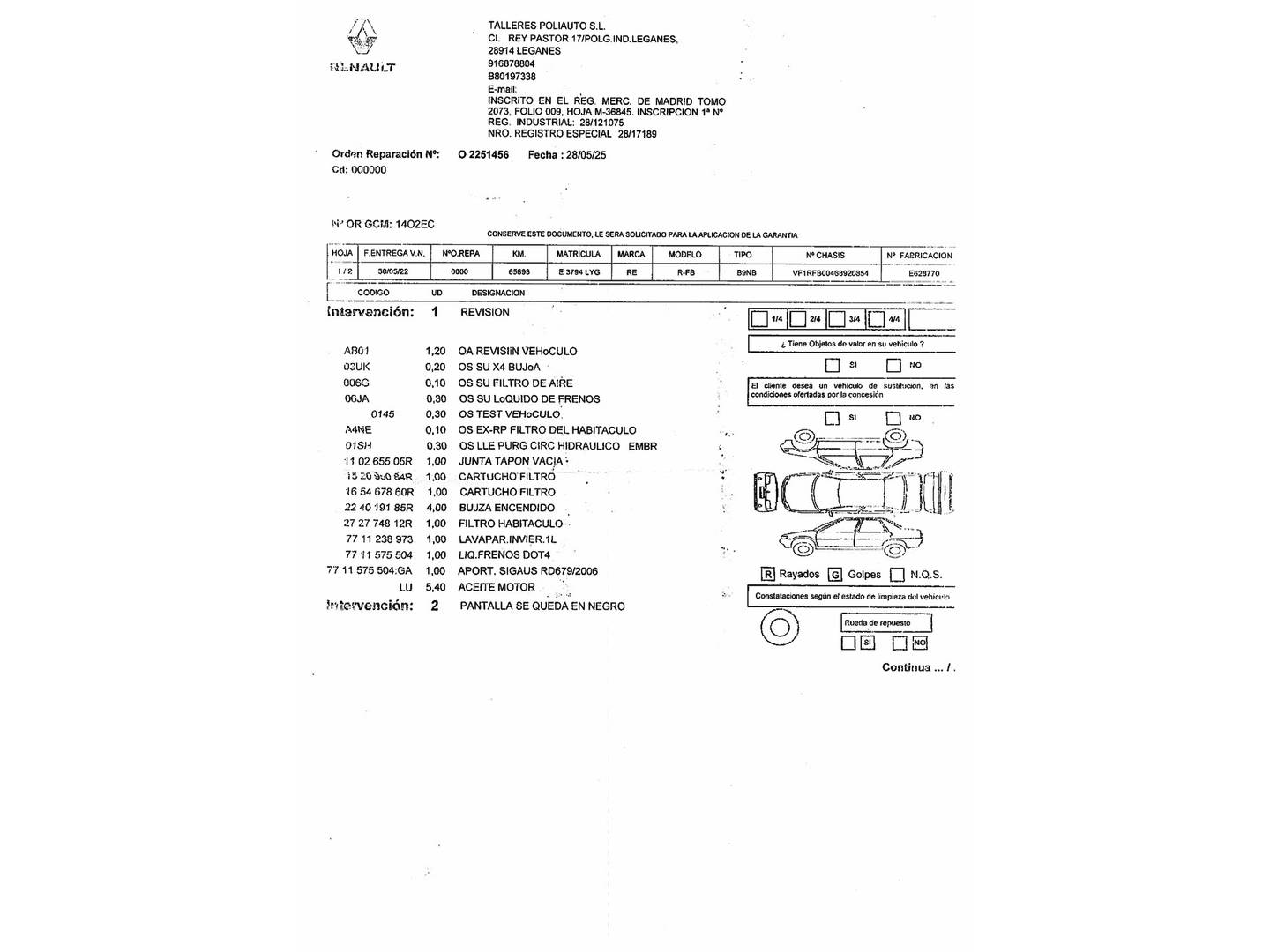 Foto del mantenimiento del Renault Mégane Renault Megane Zen Fast Track TCe (140 CV)
