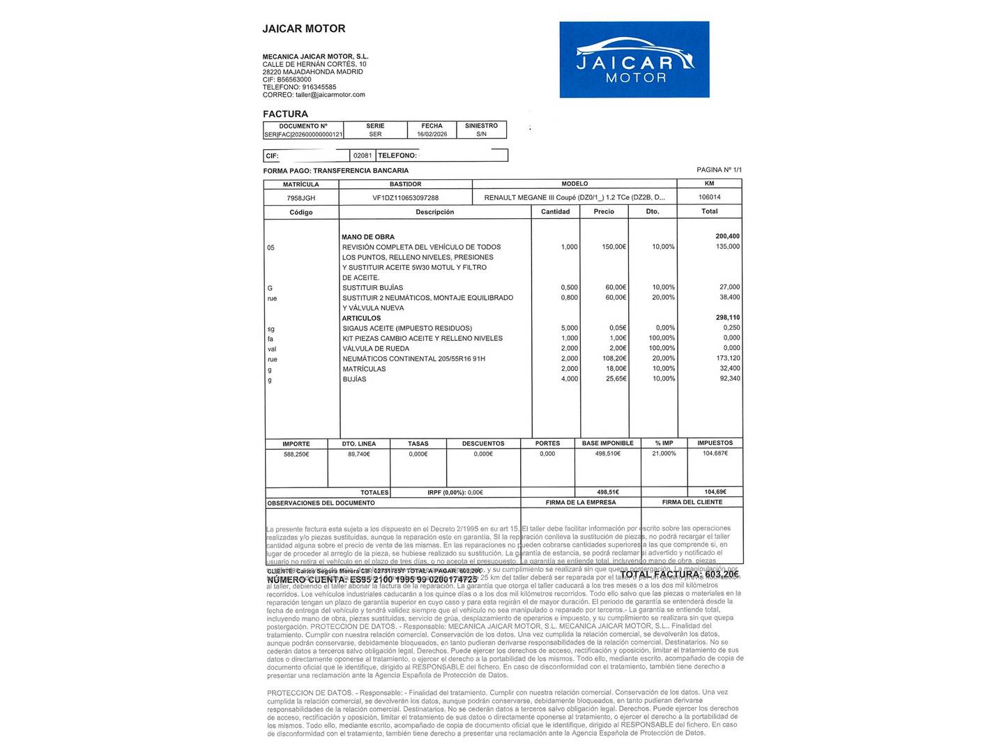 Foto del mantenimiento del Renault Mégane Renault Megane Coupe Limited Energy TCe (115 CV) S&S