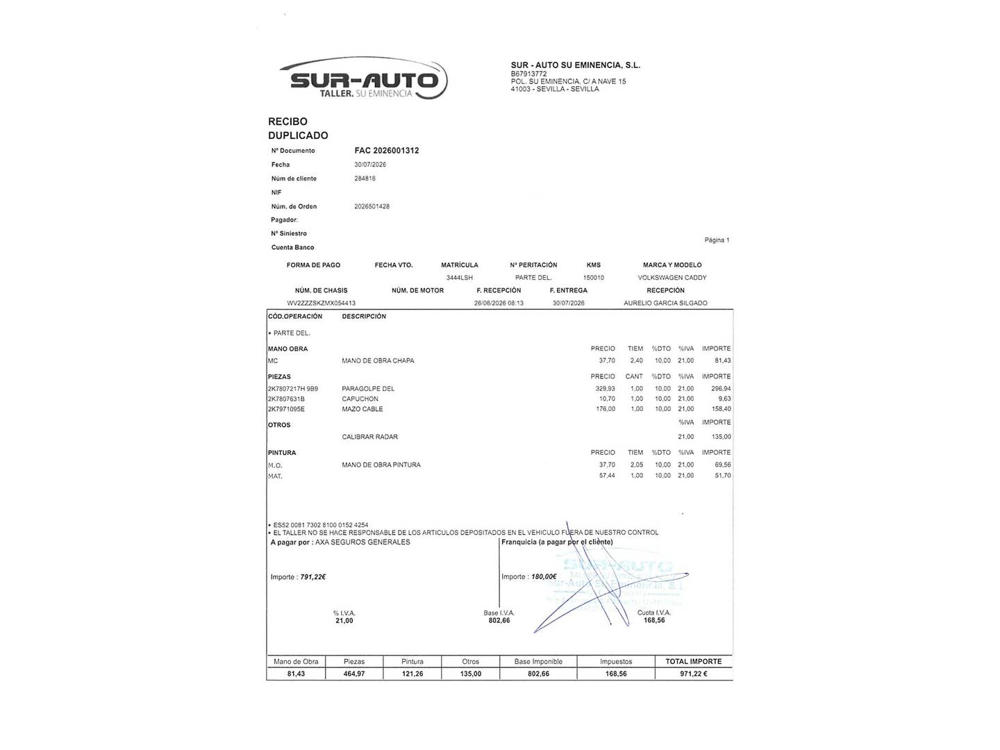 Foto del mantenimiento del Volkswagen Caddy Volkswagen Caddy 2.0 TDI (102 CV)