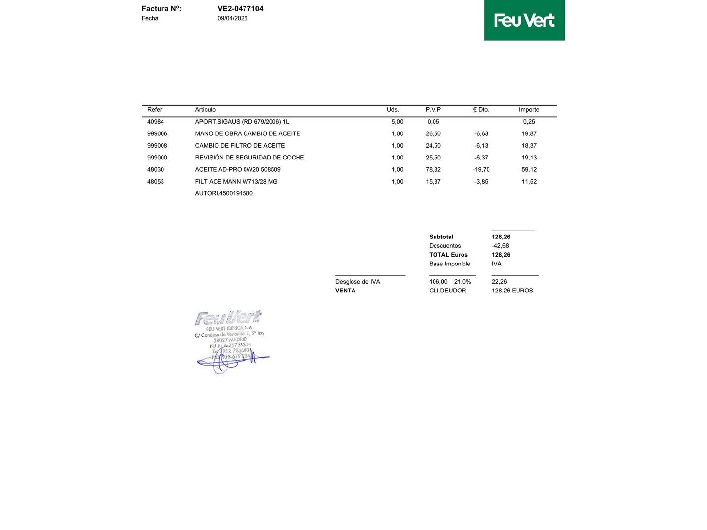 Foto del mantenimiento del MG ZS MG ZS 1.0T Luxury Auto (111 CV)