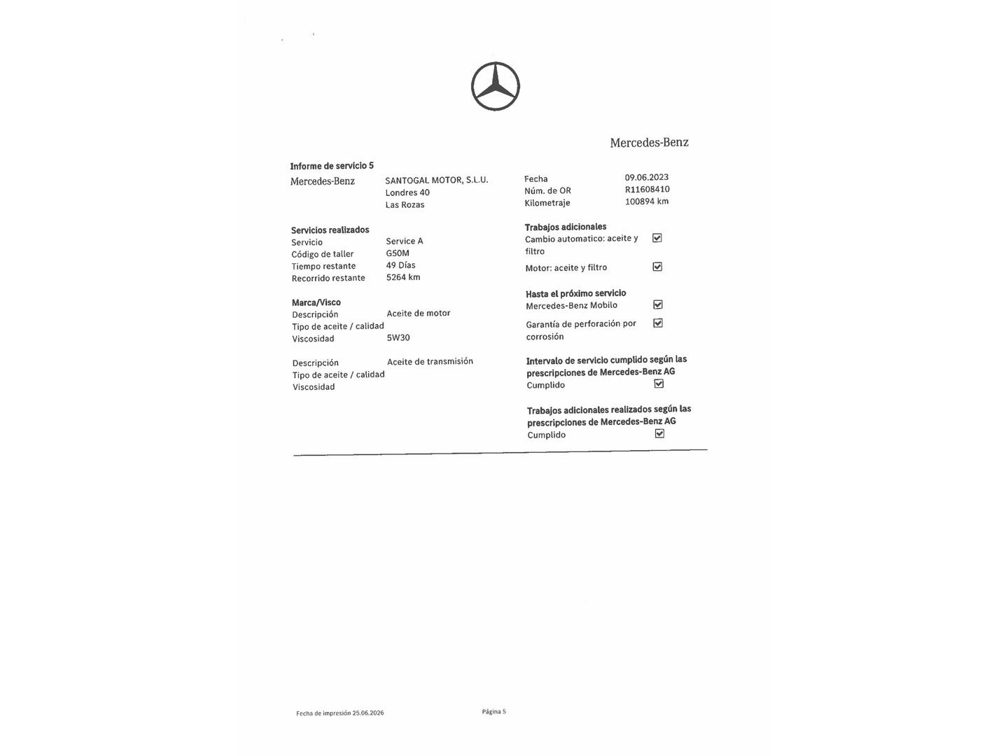 Foto del mantenimiento del Mercedes GLA Mercedes GLA 200 d (136 CV) Pack AMG