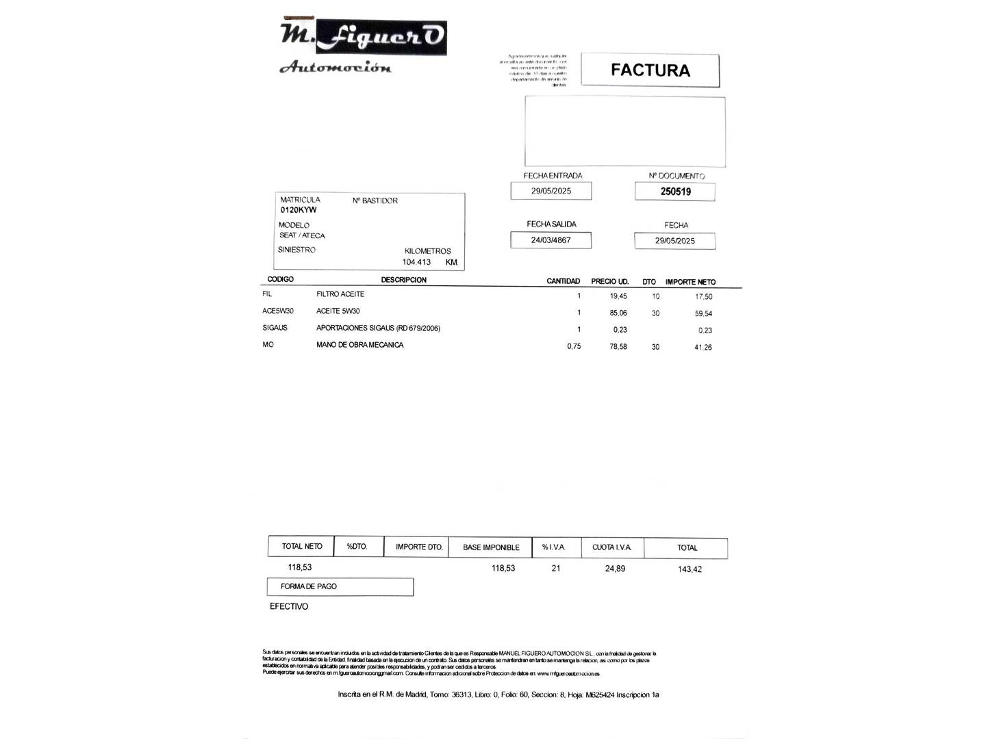Foto del mantenimiento del Seat Ateca Seat Ateca 2.0 TDI S&S FR Edition DSG (150 CV)