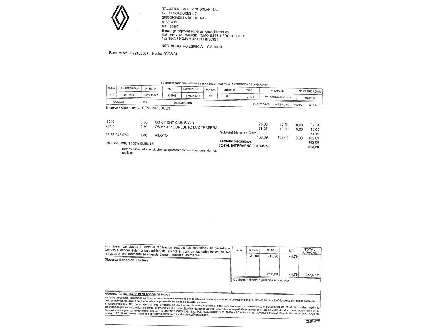 Foto del mantenimiento del Renault Clio Renault Clio Zen Energy TCe (90 CV)