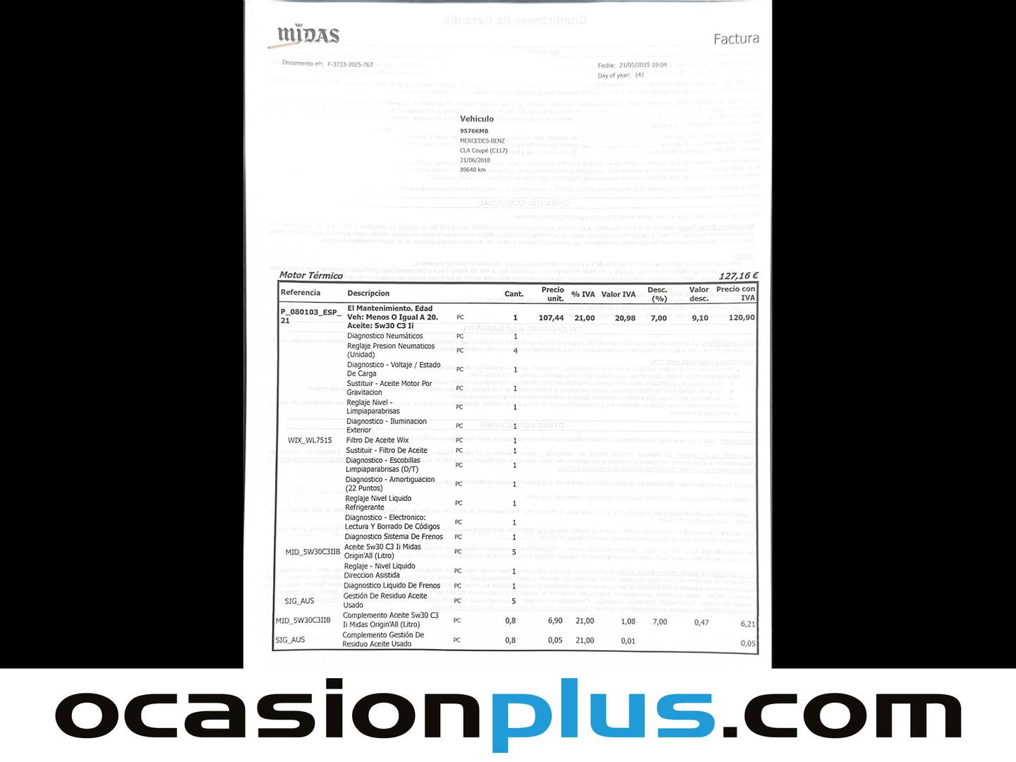 Foto del mantenimiento del Mercedes CLA Mercedes-Benz CLA 180 (122 CV)